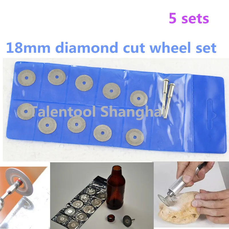 

Talentool 10Pcs 18mm DIAMOND CUT-OFF WHEELS DISC DISK Glass Rock Lapidary SAW fits Dremel