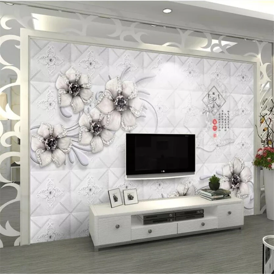 Custom wallpaper 3d light luxury simple jewelry flower 5d mural TV background wall paper home decor papel de parede 3d wallpaper