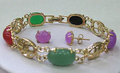 

Stunning Multicolor stone Jewelry bangle bracelet earrings set watch wholesale Quartz stone CZ crystal