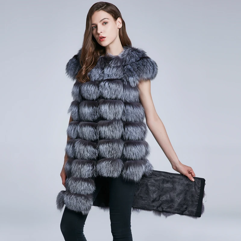 

100% Real Fox Fur waistcoat,Removable Vest,2020New JKP Winter Women Natural Fox Fur Vest