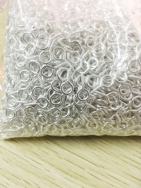 2000pcs 6mmx13mm Silver Plated Screw Eyes Pin Bails Top Drilled Charm Findings,DIY Accessory,Jewelry Making