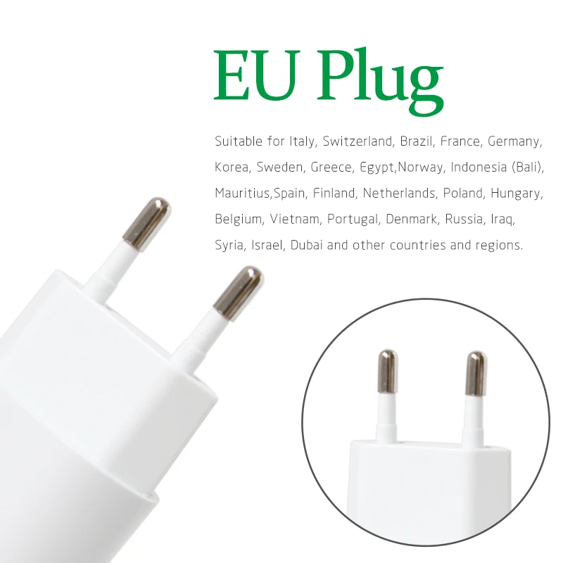 1PC EU Adapter Plug 5V2.4A Dual USB Charger For Smart Mobile Phone AC/DC Adaptor Travel in Italy Switzerland Brazil France