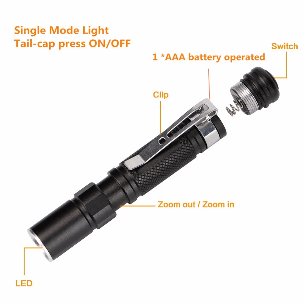 Portable Mini Penlight Q5 2000LM LED Flashlight Torch Pocket Light Waterproof Lantern AAA Battery Powerful Led For Hunting