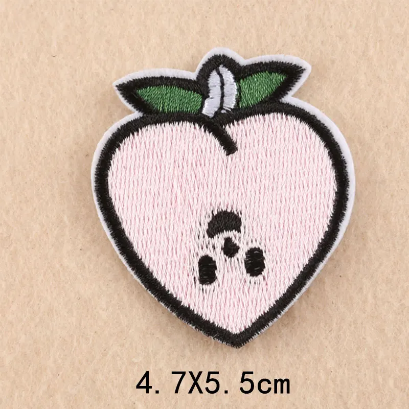 Banana Lemon Cherry Peach Watermelon Fruit Embroidery Patches for Clothing Iron on Kids Clothes Appliques Badge Stripes Sticker