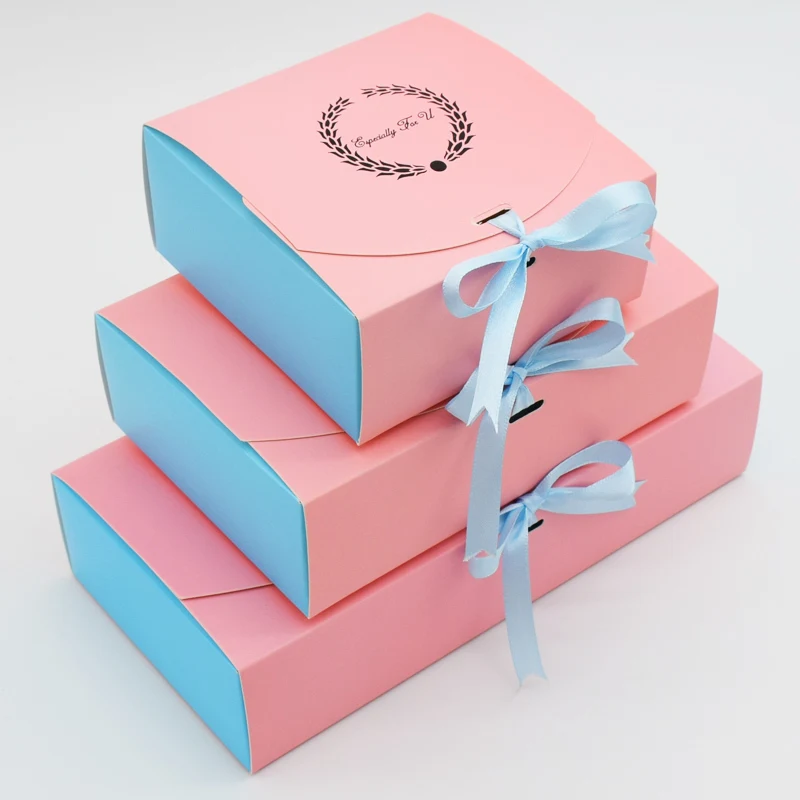 

100 Pcs Wedding Gift Box Party Favor Present Kraft Paper Box For Food Candy Cookies Packing Cake Boxes Packaging With Ribbon