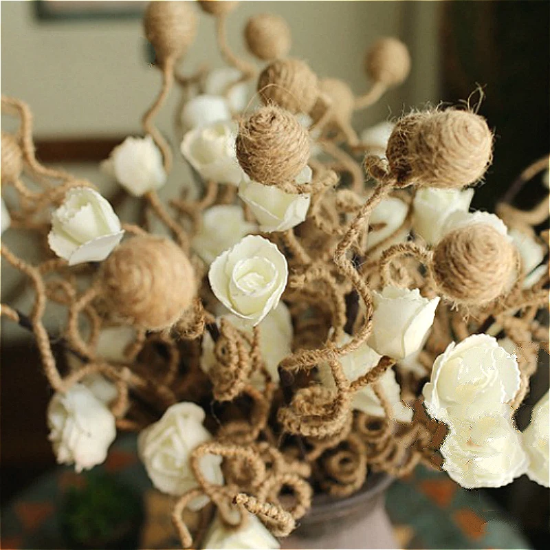 

10pcs Artificial Peony Retro Hemp Flower Artificial Flower Rural Wind Shoot Props Flower Wall Background Home Party Festival