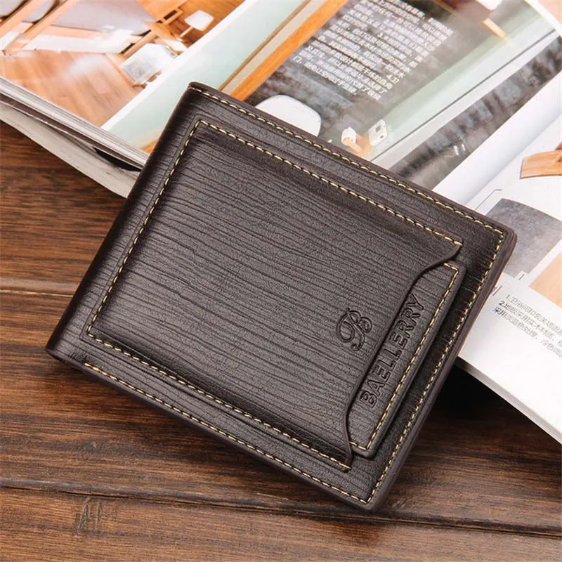 baellerry New Brand Men's Leather Wallet Short Designer Male Purse For Man Removable Credit Card Holders