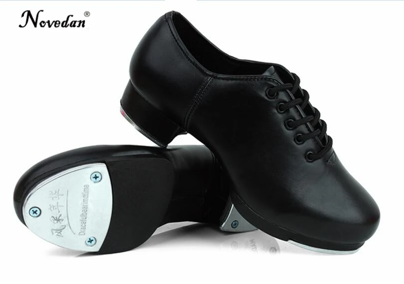 Size 27-45 Adult Men Children Boy Tap Dance Shoes Cow Leather or PU Oxford Lace Up Dancing Shoes Girls Women Tap Dancing Shoes