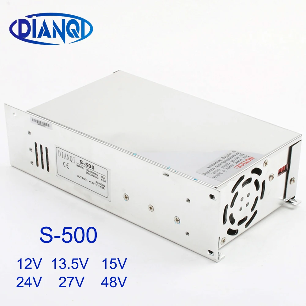 

S-500W 12V 13.5V 15V 24V 27V 48V Single Output Switching power supply for LED Strip light AC DC transformers led driver