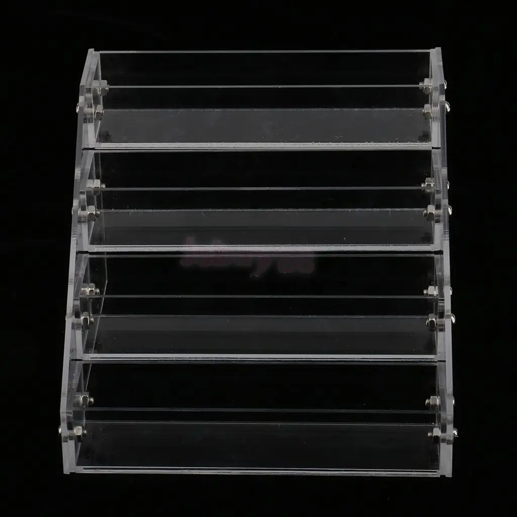 Soporte acrílico transparente de 4 niveles para maquillaje, organizador de esmalte de uñas, estante de mesa para mostrador, soporte para barra de labios, 20 botellas