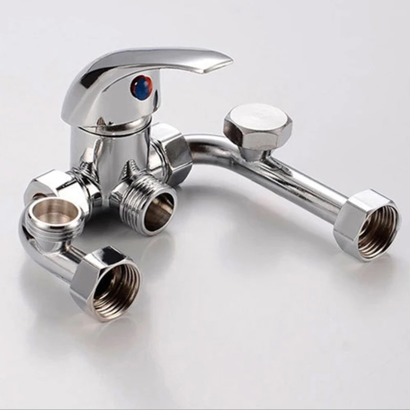 1pc Bathtub Faucet Brass 2-Function Outlet Wall Mounted Bath Shower Faucets Mixer Tap Chrome Finished