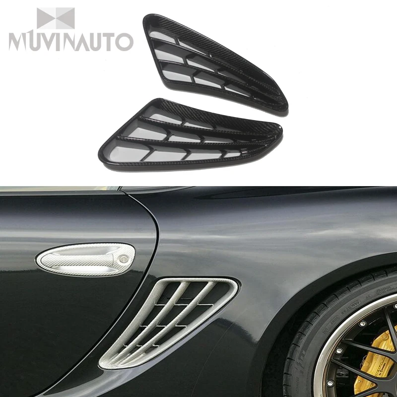 Real Carbon fiber side vents intake fender air flow abdeckung for Porsche Cayman S 987