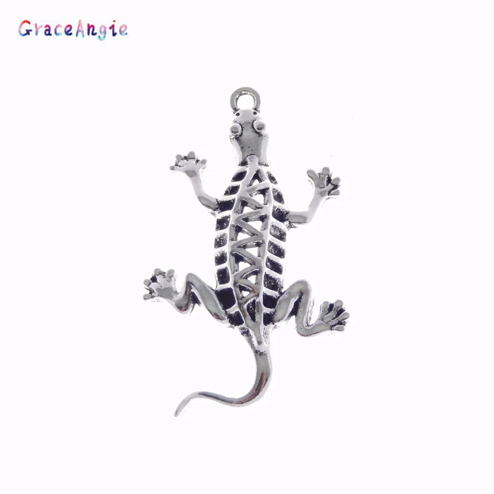 GraceAngie 10pcs Metal Pendant Animal gecko beads diy jewelry fit for Necklace charms Bracelet Jewelry Findings DIY Crafts