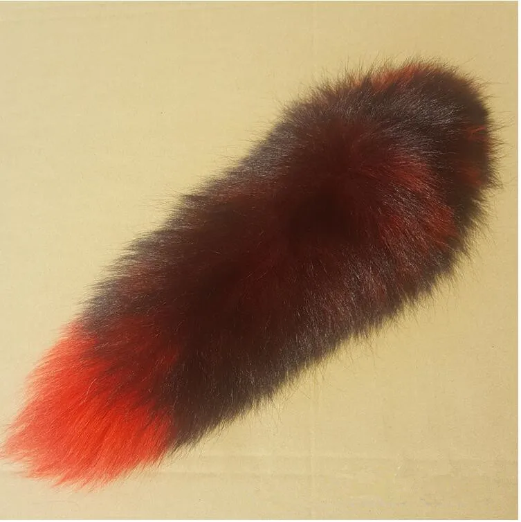 Key charm 4 colors Black burgundy red gradient large FOX TAIL fluffy fur kitty tail keychain purse hand dyed COSPLAY A80