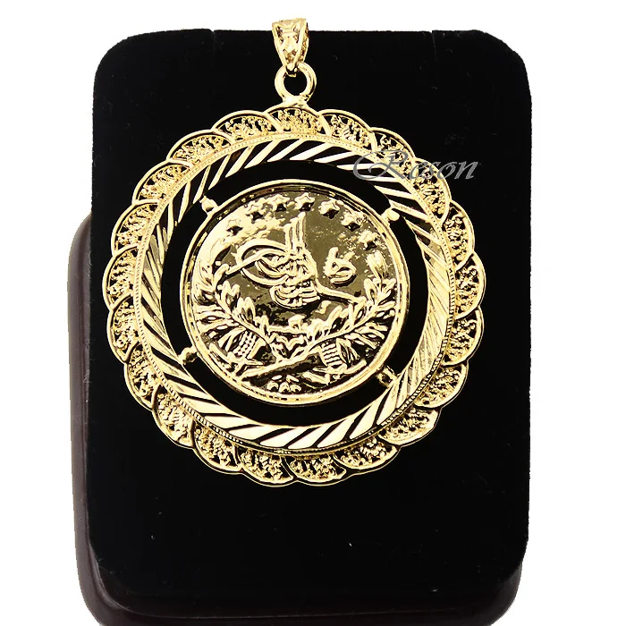 1pcs Mens Women Trendy Yellow Gold Color Pendants Turkish Coin S L Jewelry(NO red box)