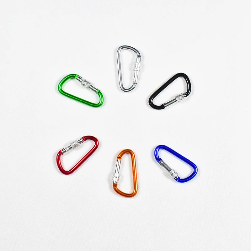 D-Shaped Carabiner Mountaineering 1Pair(2Pieces) buckle Outdoor 6 colors With Lock Aluminium Alloy D-shaped Hook