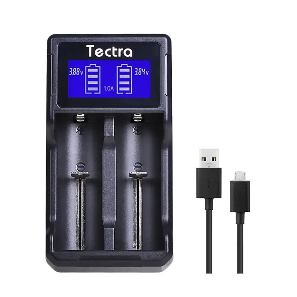 Tectra LCD Universal Intelligent USB Dual Charger AA AAA AAA C 26650 22650 21700 18650 17670 18500 Li-ion Battery Charger