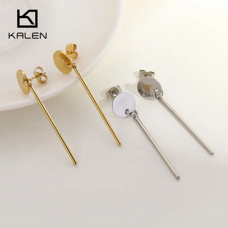 Kalen Simple Tri-Color Stainless Steel Dangle Earrings For Women Round Strip Oorbellen Drop Earrings Pendientes Mujer Jewelry