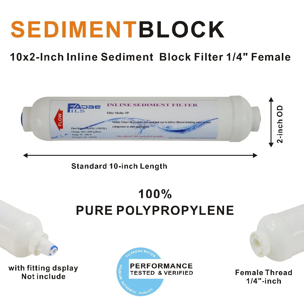 Refrigerator and Reverse Osmosis(RO) System Replacement Water Filter Cartridges 10 in. T33 Inline Sediment Filter(3+1 FREE)