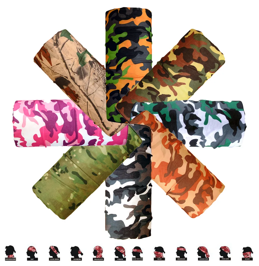 Camo Paisley Bandana Headband Camouflage Bandana Bicycle  Neck Tube Face Mask Bandana Scarf Face Mask Headscarf 25*48cm