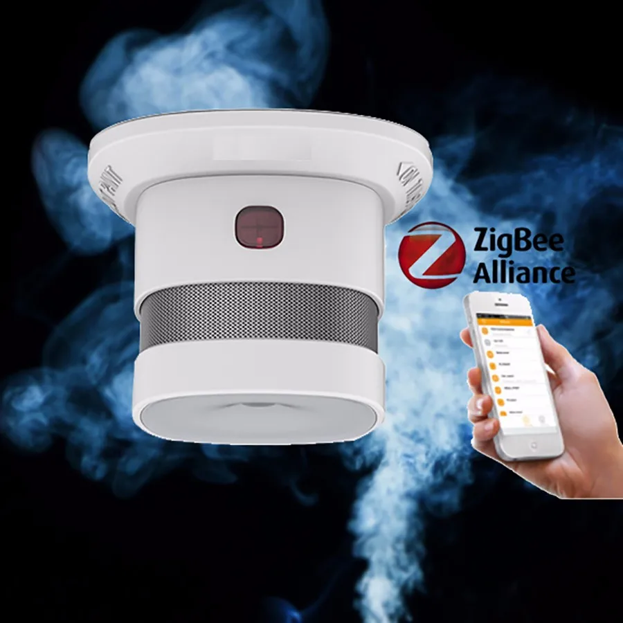Tuya-Sensor De Humo Zigbee Inteligente, Sistema De Alarma De Seguridad Para El Hogar Notificacion Por App