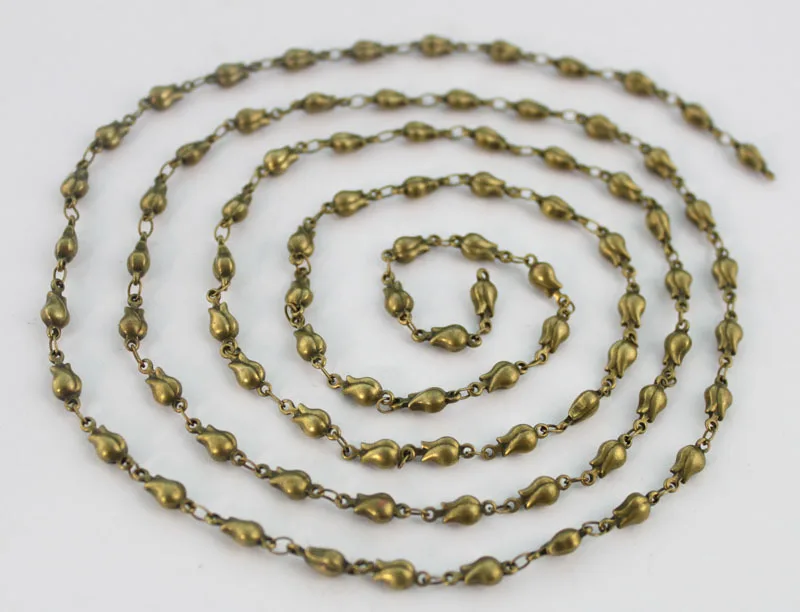 2 Meters of Antiqued bronze rose link handmade chain #22905