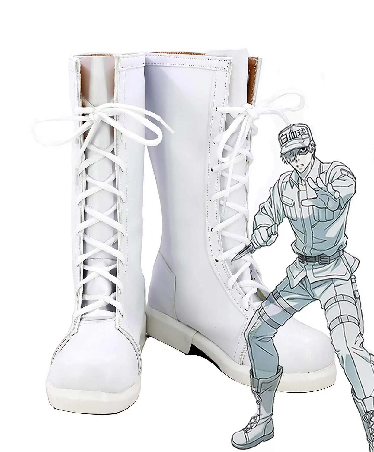 White Blood Cell Shoes Cosplay Anime Cells at Work! White Blood Cell Cosplay Boots White Shoes Custom Made Any Size