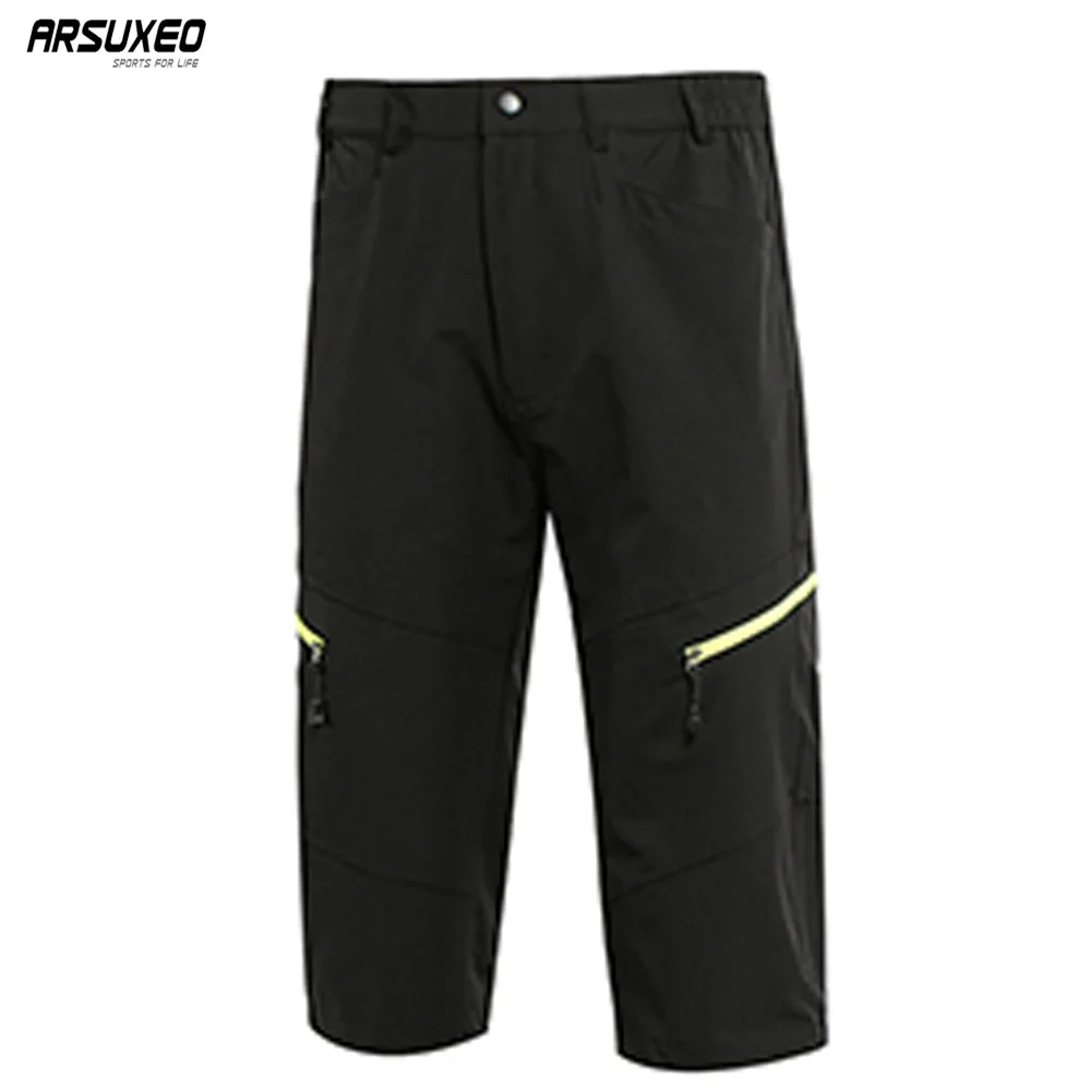 

ARSUXEO Men's Summer Outdoor Sports 3/4 Cycling Pants Downhill MTB Mountain Bike Trousers Breathable Water Resistant D751