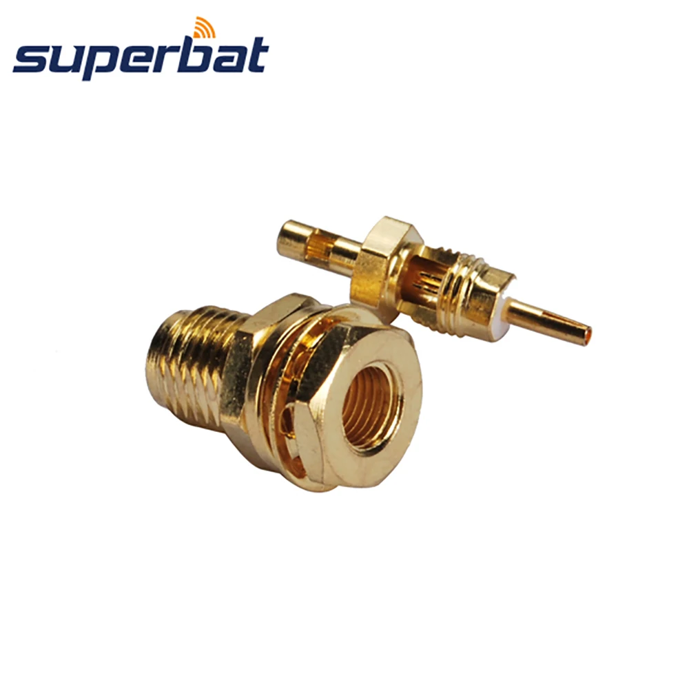 Superbat SMA Female Bulkhead Solder RF Coaxial Connector for Cable RG178,1.13mm,1.37mm