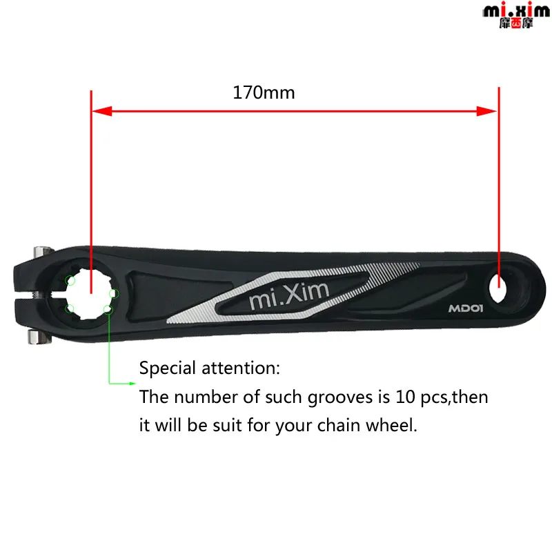 mi.Xim Bike Crank Hollow Wheel Left Crank Leg 170mm MTB Crankset Crank Single