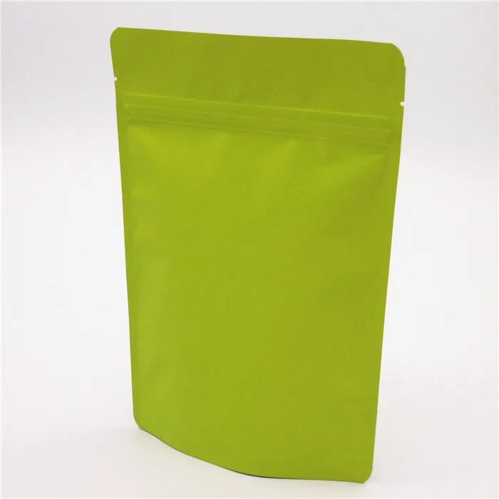 

120Pcs/Lot 18*29cm Doypack Zipper Matte Green Heat Seal Pure Aluminum Foil Pack Bag Snack Storage Mylar Stand Up Zip Lock Bags