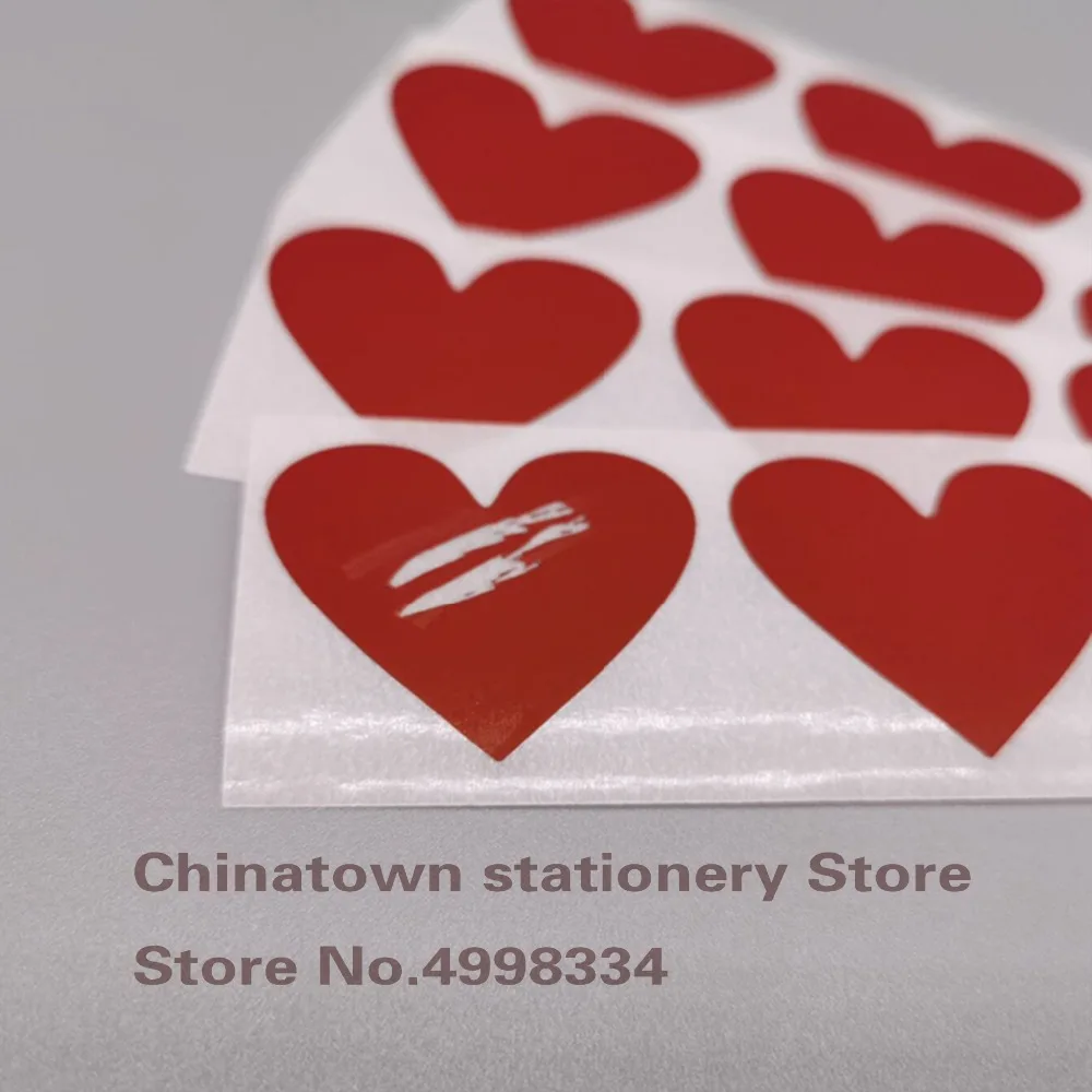 200pcs Scratch Off Stickers 30mmx35mm Love Heart Shape  red  Color Blank For Secret Code Cover Home Game Wedding Message