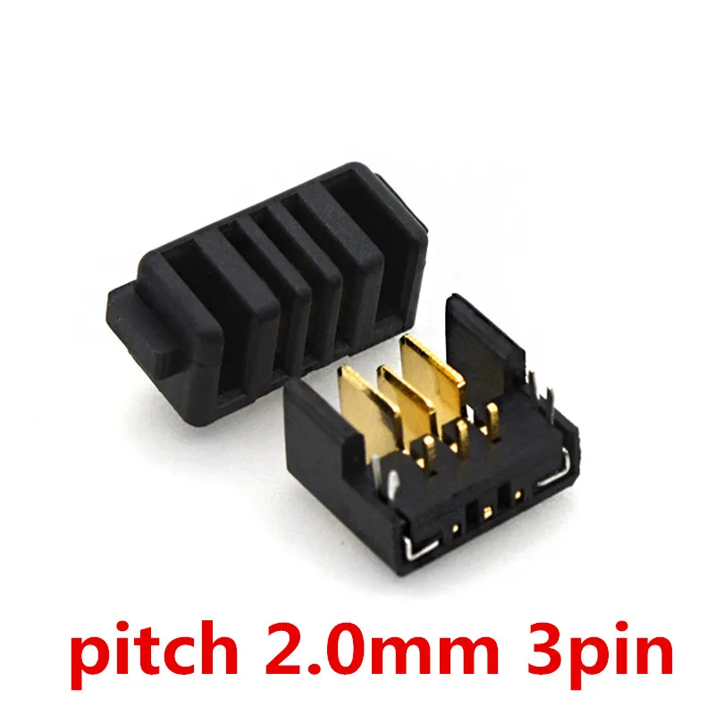 2pcs 3PIN laptop battery connector Holder Clip contact pitch 2.0mm 180 degree bend foot male and female plug