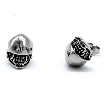 Punk Alien Armor Helmet Stud Skeleton Demon Skull Teeth Fang Steampunk Xenomorph Earring Gothic Jewelry