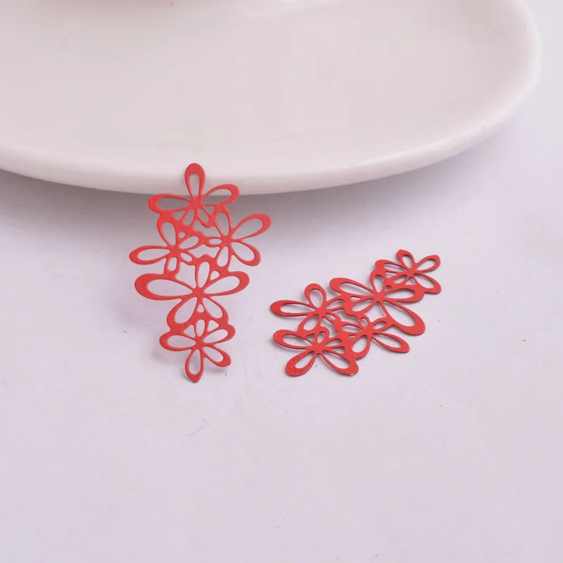 50 Stück AB2343 35mm*16mm Filigrane Anhänger Metall-Blumen Hohlanhänger Verbindungsstücke – Detail 6