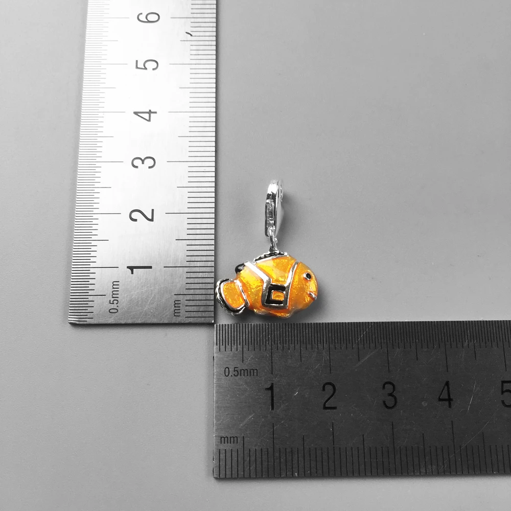 Charm Pendant Clownfish Fish,2018 Fashion Jewelry Cute Real Authentic 925 Sterling Silver Gift For Women Men Fit Bracelet