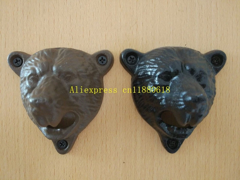 

100pcs/lot Fast shipping Cast iron bear shaped Wall Mounted Beer Opener bottle Bar Kitchen cap open tools