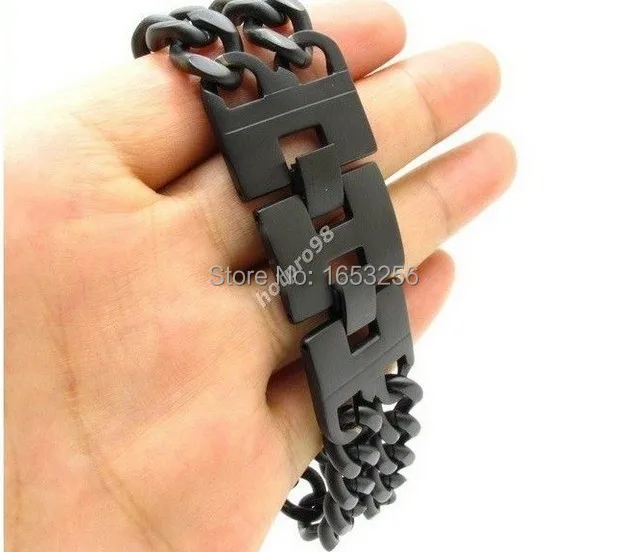 Black Stainless Steel Heavy Cuban Curb Wristband Chain ID Bracelet for husband / father gifts 8.66\'\' 22mm