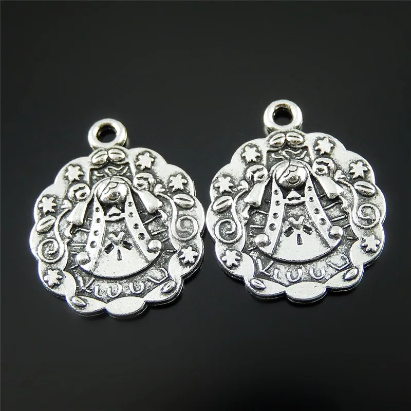 (20Pieces) Alloy flowers of the wedding dress Necklace Pendant 23*19mm Bracelet Charms  Jewelry Findings Handmade Crafts 51982