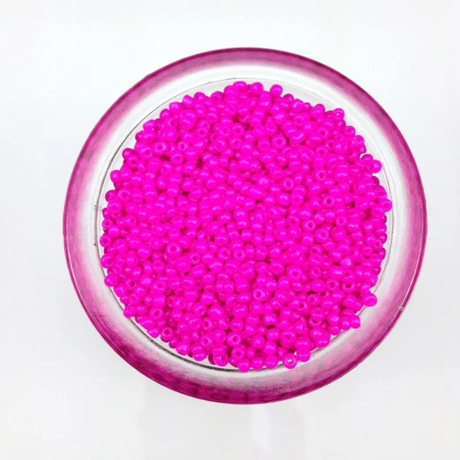 16g 1000X 2mm 12/0 Rose Pink Neon Color Opaque Round Loose Spacer Beads Cezch Glass Seed Beads Handmade Jewelry DIY Garment Bead