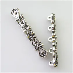 12Pcs Tibetan Silver 5 Hole Flower Heart Spacer Bar Beads Connectors Charms 6.5x36mm