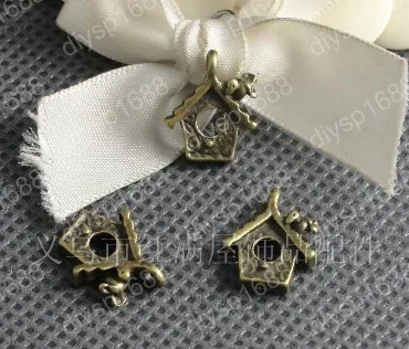 

Fashion Jewelry Findings Accessories charm pendant alloy bead Antique Bronze 15*13MM bird house shape 200PCS JJA1191