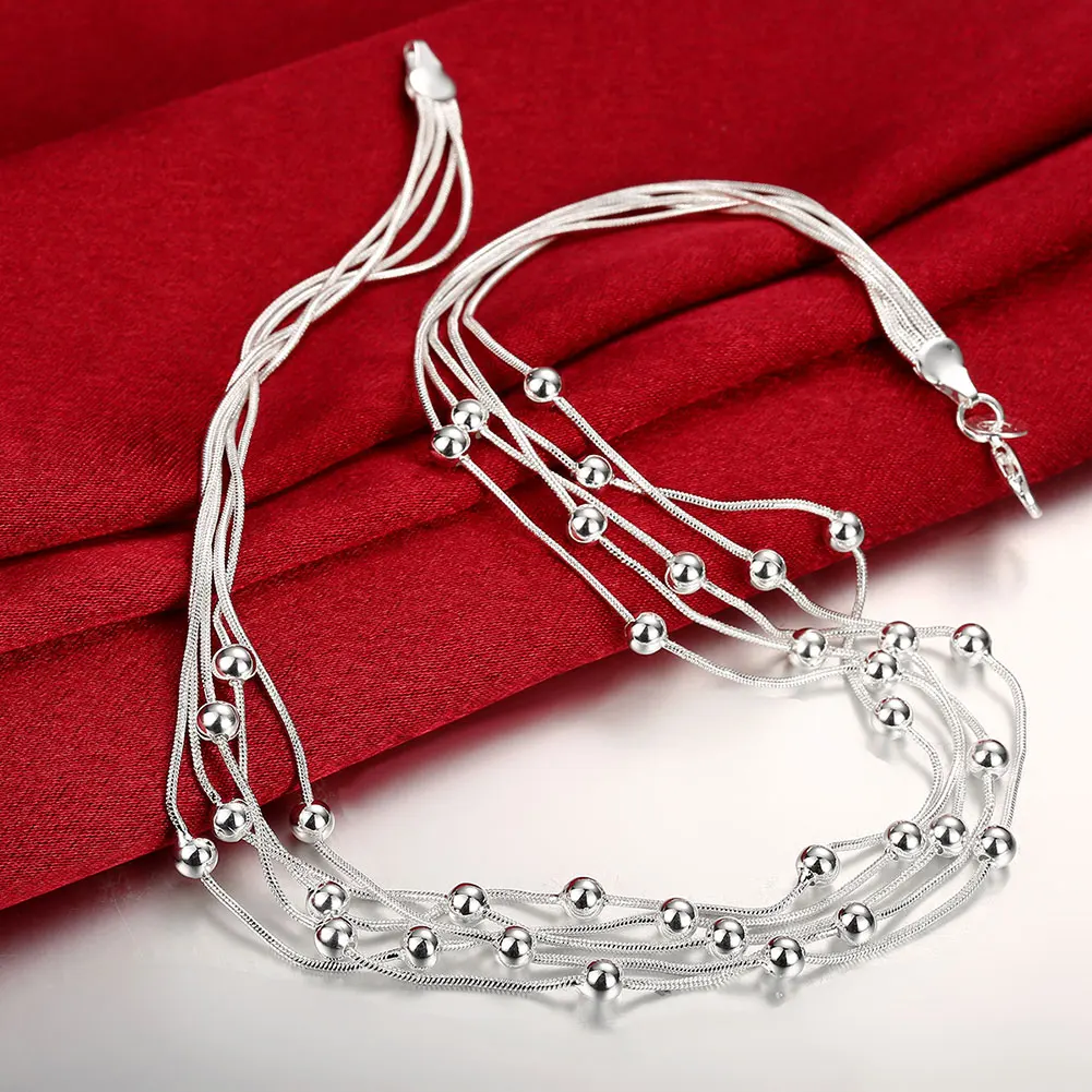 Five Line Snake Chain Light Beads Necklaces Necklaces & Pendants for Women Silver Plated Fashion Choker Chains Jewelry Xmas Gift
