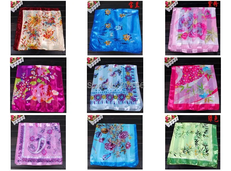 Satin rayon silk polyster 100cm Square Scarf Neckscarf sarongs shawl warp Hijabs mixed#3675