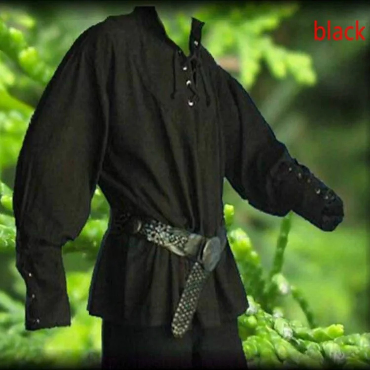 Mittelalter liche Renaissance Bräutigam Piraten Reenactment Larp Kostüm Schnürung Erwachsenen Männer Shirt Mittelalter Bandage Ärmel Top für Männer