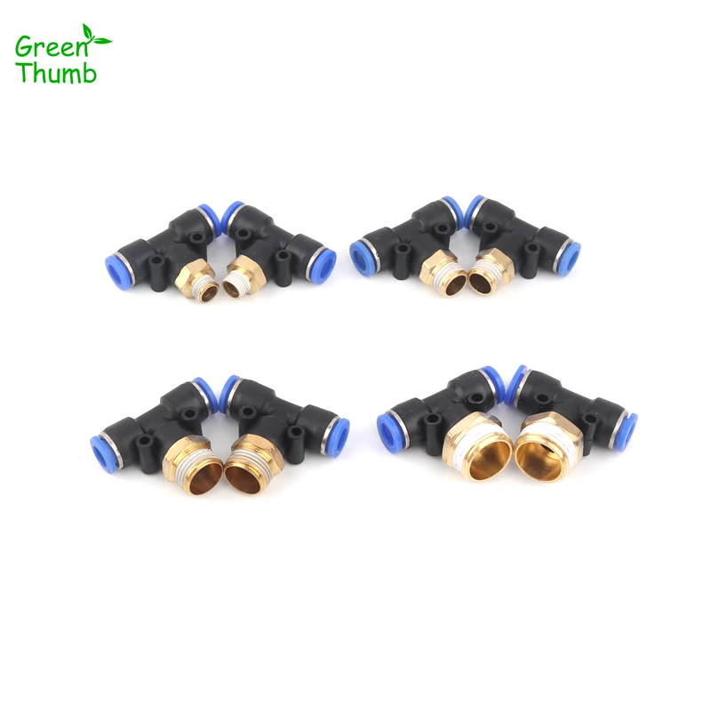 

20pcs 8mm Pneumatic Tee Connector 1/8,1/4,3/8,1/2inch Male Thread Plastic Tee High Pressure Hose Fittings