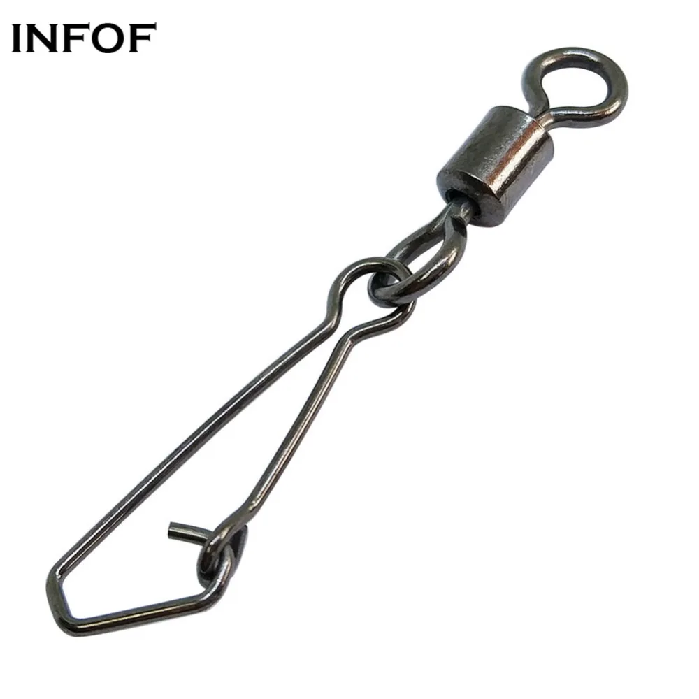 

INFOF 100 pieces/lot Fishing Swivels Rolling Swivel with Hooked Snap Sea Fishing Tackle Fishhooks Bass Fishing Tools