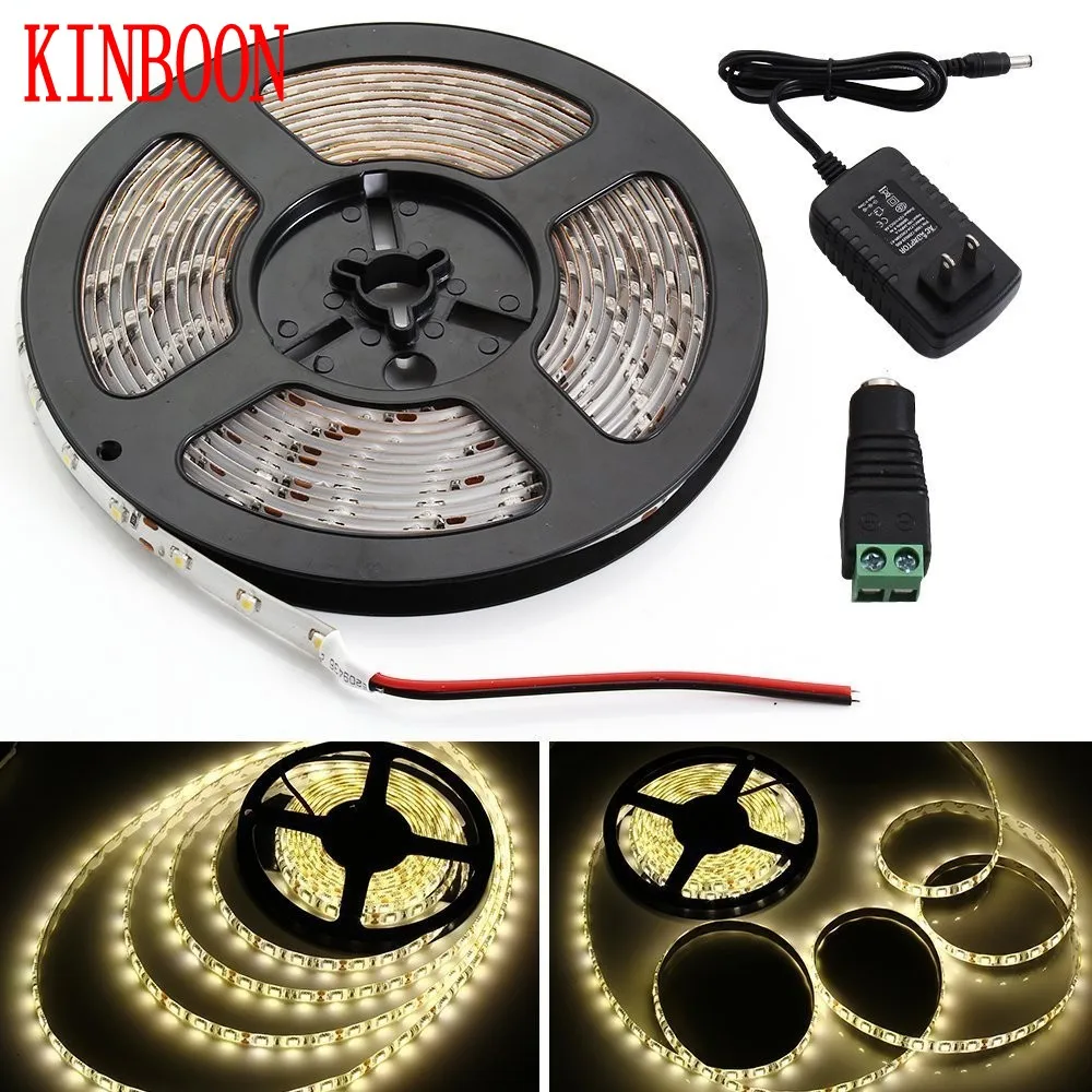 

warm white 5M 300 LED 3528 DC 12V LED Strip Non-Waterproof / Waterproof Flexible Changeable Light+DC Female +2A Power Adapter