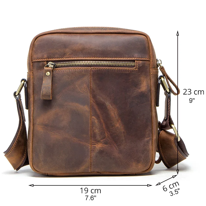 CONTACT\'S 2022 New Genuine Leather Men\'s Messenger Bag Vintage Shoulder Bags for 7.9\