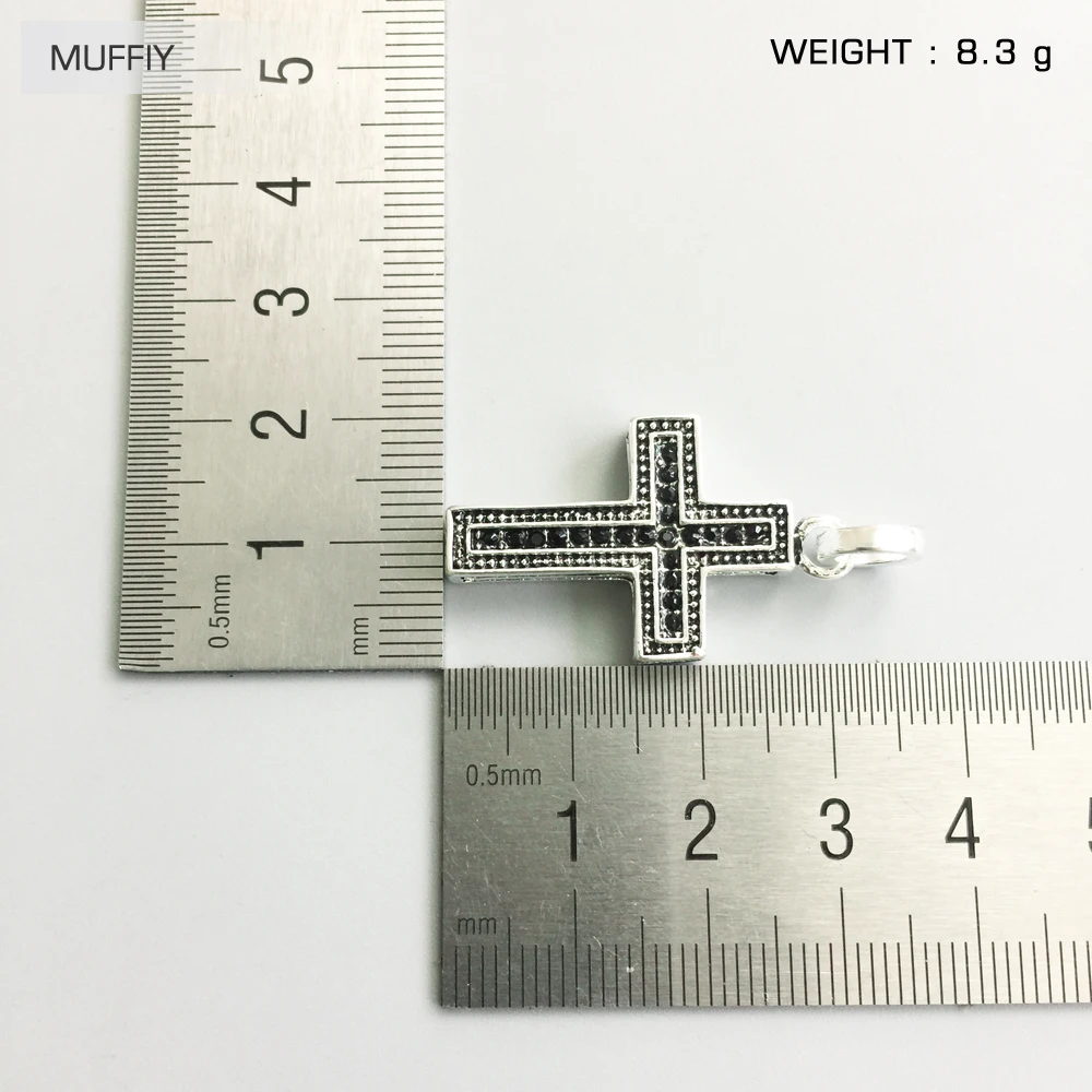 Pendant Black Cross 925 Sterling Silver With Zircon Stones Fine Jewerly Accessories Fit Neckla Rebel Street Gift For Men Woman